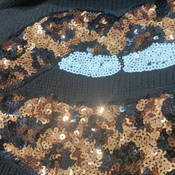 Torrid black leopard print pullover mock drop shoulder sweater - Picture 9 of 10